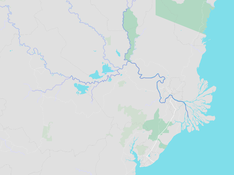 cropped image from the Map of Major Rivers around the World showing three lakes and a river that clearly match the shapes in the target image